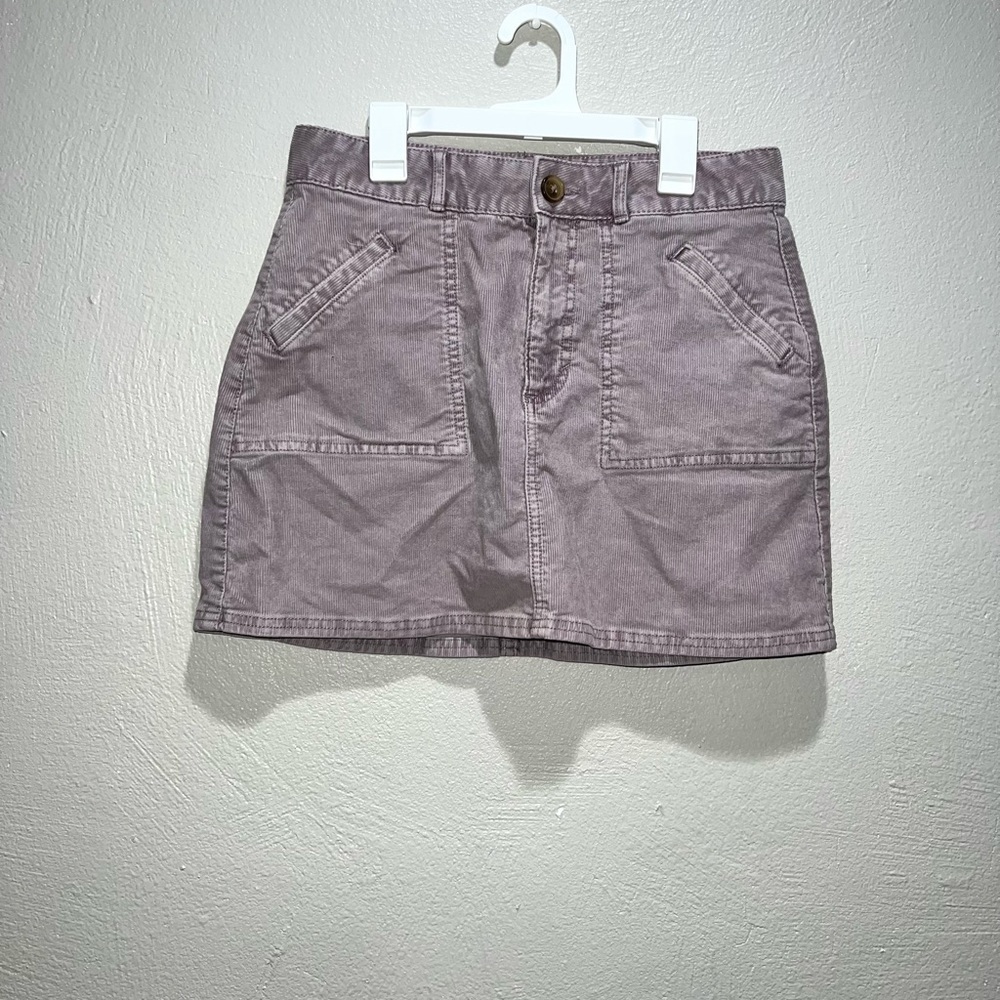American Eagle Purple Taupe Hi Rise A-Line Corduroy Skirt